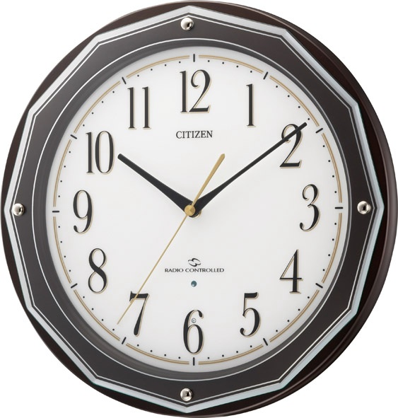 高性能スリーウェイブ！　電波掛け時計4MY804-006　スリーウェイブM804　シチズン時計