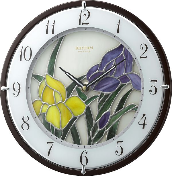 繊細な美のステンドグラス！アイリス　RHG-M005　4MY845HG12　掛け時計　リズム時計　無料名入れ