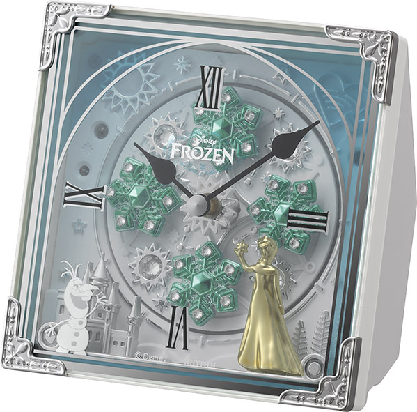 毎正時になると、パフォーマンスが始まります！からくり時計アナと雪の女王  4RH784MA03　リズム時計