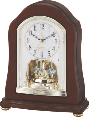 回転飾り付きウッド置き時計　ハイグレード　RHG-S53N　リズム時計　4RY688HG06　無料名入れ