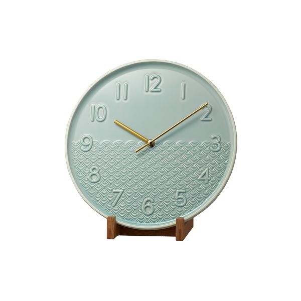 置き掛け兼用時計　ハイグレード　PISTA-S1 ARITA 波の柄　掛け時計 有田焼　リズム時計　4SG797HG05　名入れ　文字入れ