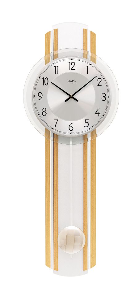 ＡＭＳアームス振り子時計　7473　ドイツ製  AMS掛け時計　アームス掛け時計　天然木　お洒落