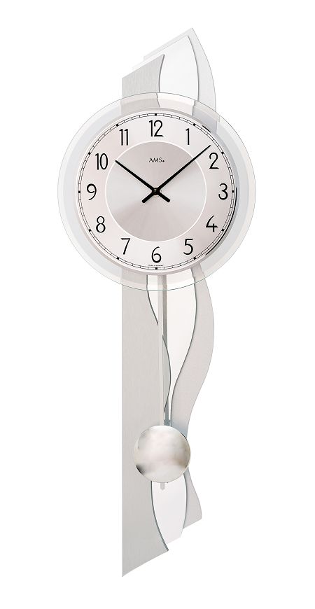 ＡＭＳアームス振り子時計　7476　ドイツ製  AMS掛け時計　アームス掛け時計　アルミニウム　お洒落