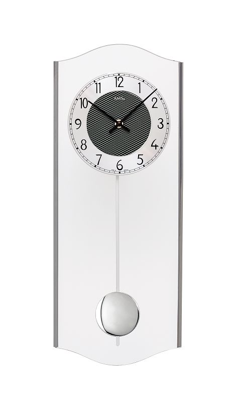 斬新デザインがお洒落！　ＡＭＳ振り子時計　アームス掛け時計　7480　ガラス　お洒落