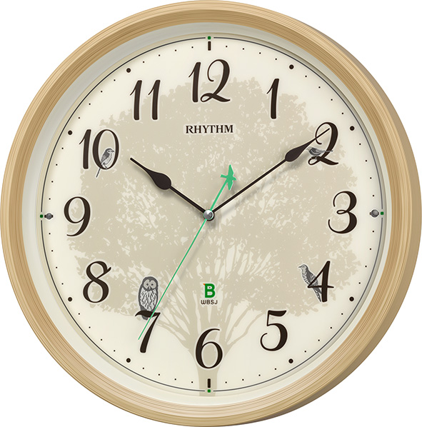 報時掛け時計409　日本野鳥の会　四季の野鳥　電波掛け時計　8MN409SR06