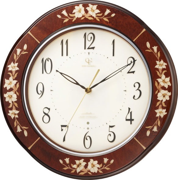 象嵌細工が美しい！ハイグレード　RHG-M107　インタルシア掛け時計　リズム時計　壁掛け時計 8MY471HG06　無料名入れ