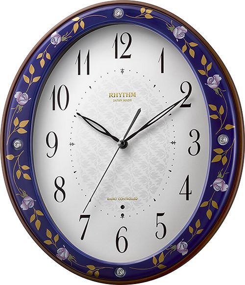 香蘭社・リズム時計共同開発品　掛け時計　ハイクオリティコレクション　ルリ薔薇485　リズム時計　8MY485HG04　無料名入れ
