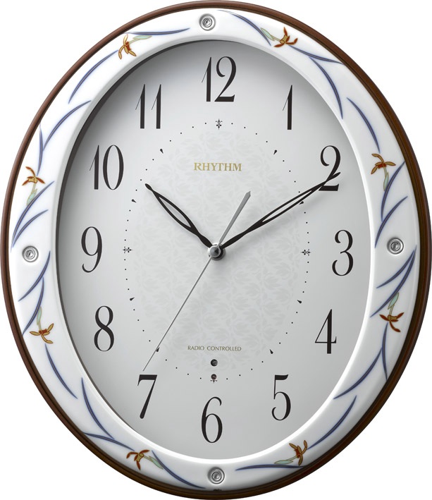 香蘭社・リズム時計共同開発品　掛け時計　ハイクオリティコレクション　染錦春蘭485　リズム時計　8MY485HG11　無料名入れ