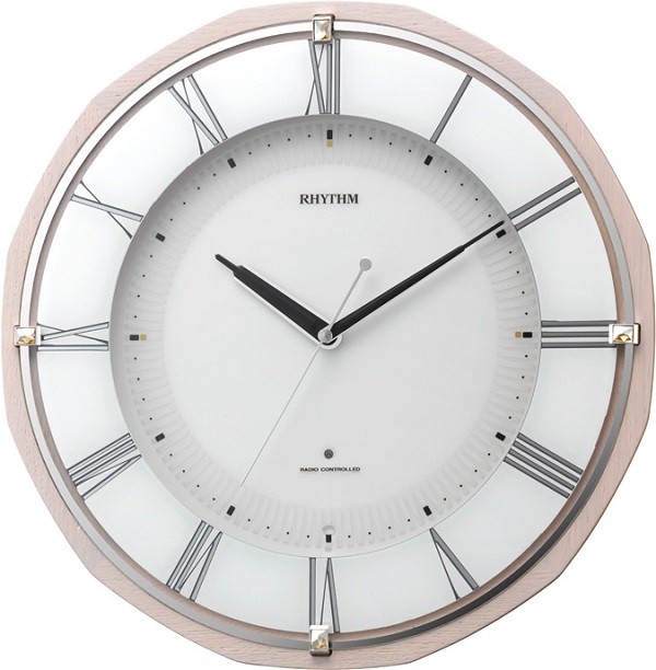 お部屋の明るさを感知して自動点灯します！　リズム電波掛け時計　リバライトR496 8MY496SR13