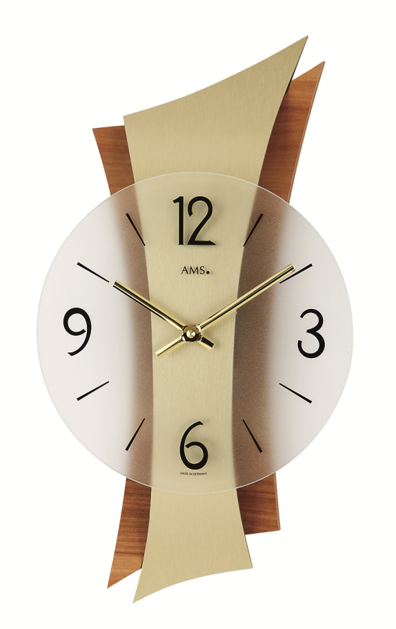 天然木がアクセント！　ＡＭS　アームス掛け時計　AMS9396