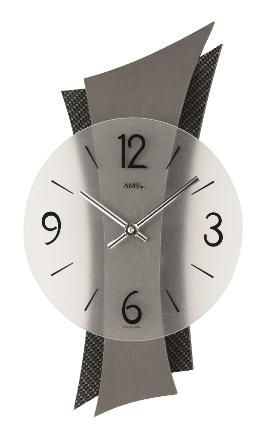 カーボン繊維模様コーティングがアクセント！　ＡＭS　アームス掛け時計　AMS9400