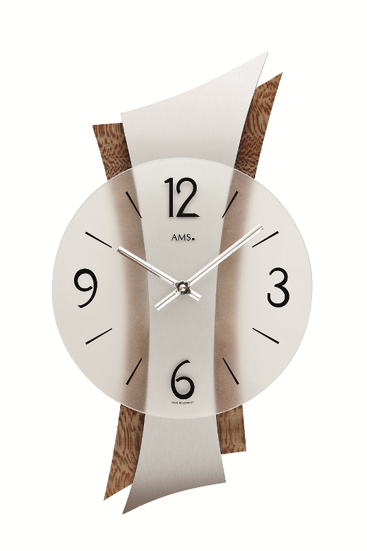天然木がアクセント！　ＡＭS　アームス掛け時計　AMS9401