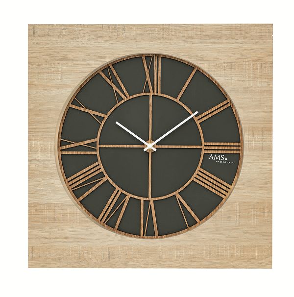お洒落なデザインです！　ＡＭＳ掛け時計　アームス壁掛け時計　AMS9641 ウッド文字盤
