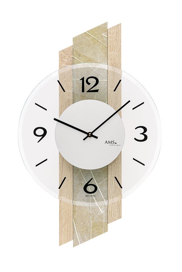 AMS掛け時計　ＡＭＳ壁掛け時計　アームス壁掛け時計　AMS9665　天然木　木の葉【送料無料】