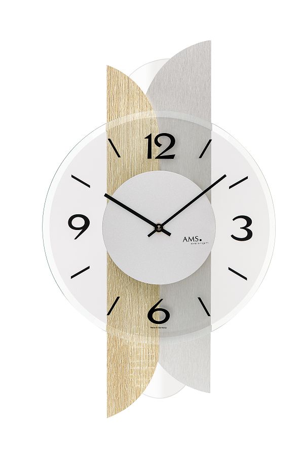 AMS掛け時計　ＡＭＳ掛け時計　アームス壁掛け時計　AMS9667 天然木　アルミ【送料無料】