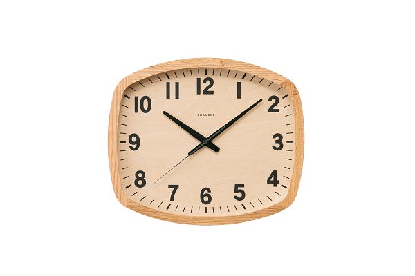 シャンブル電波掛け時計　R-SQUARE CLOCK 電波時計　CHAMBRE掛け時計　 CH-028OAK　オーク