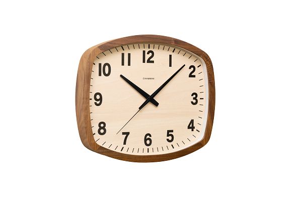 シャンブル掛け時計　R-SQUARE CLOCK 電波時計　CHAMBRE掛け時計　 CH-028WN 　ウォルナット