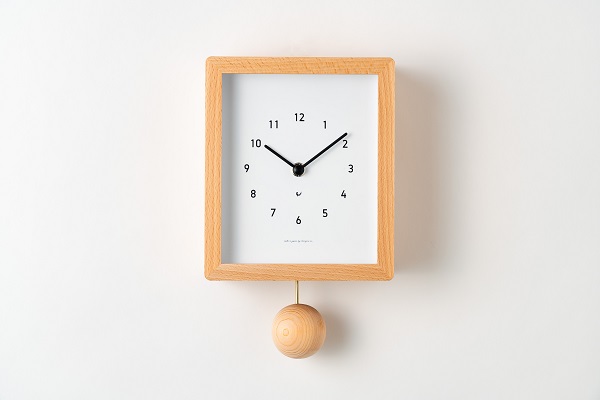 シンプルでモダンなデザイン　振り子時計 CHAMBRE  ブランクロック　CH072NA  ナチュラル Blanc Clock アラビア数字