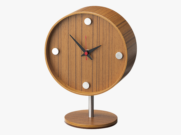 置時計 ラウンド　ウッド　チーク調木目　CL-04T テーブルクロック