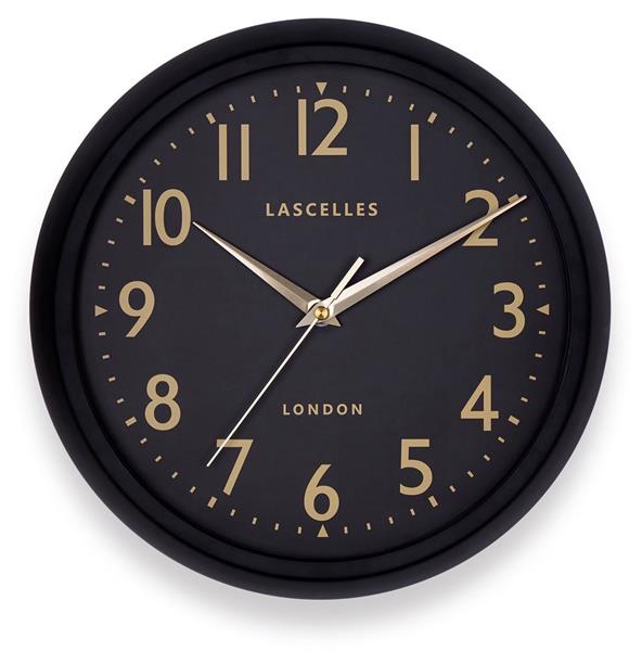 レトロデザイン！ロジャーラッセルRoger Lascelles社製 RETRO BLACK WALL CLOCK WITH SWEEP SECONDS HAND 30cm掛け時計　DECO-LASC-BLACK