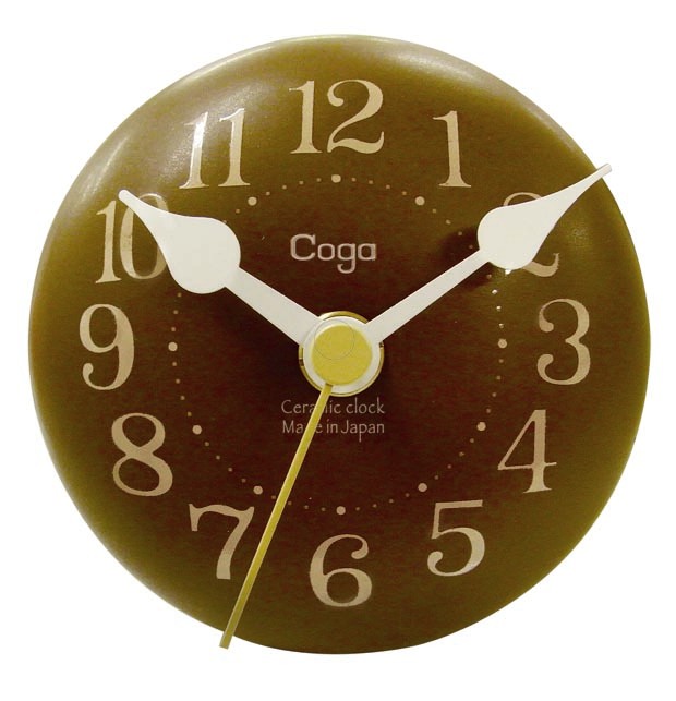 瀬戸の陶器でつくりました！　陶器ドームクロック　ブラウン