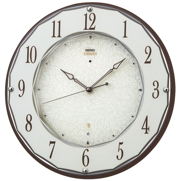 文字盤の植物模様が綺麗です！セイコーエンブレム掛け時計　SEIKO電波時計　HS524B
