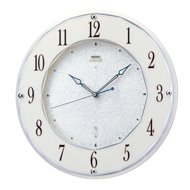文字盤の植物模様が綺麗です！セイコーエンブレム掛け時計　SEIKO電波時計　HS524W