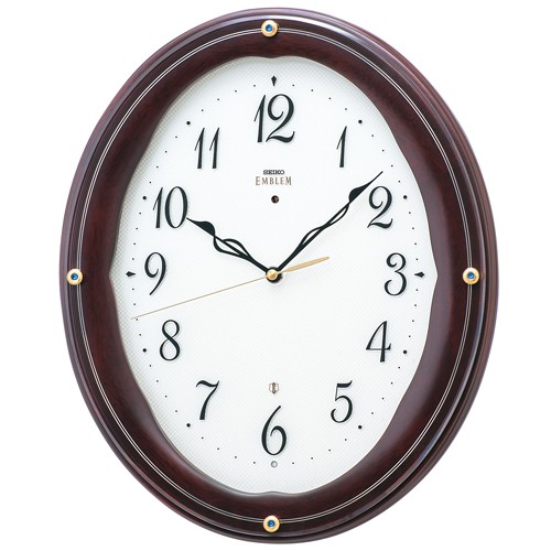 エレガントな木製フレームがお洒落です！セイコー掛け時計エンブレム　SEIKO電波時計　HS552B　