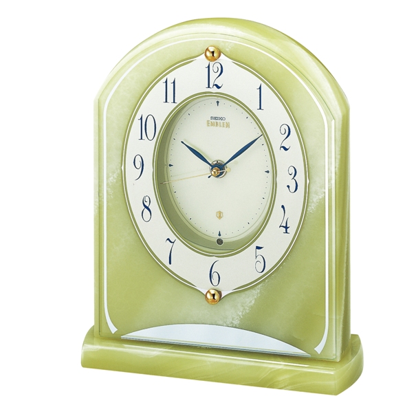 重厚な佇まいで悠然と時を刻む風格のオニキス・クロック！　セイコー置時計エンブレム　SEIKO電波置き時計　HW514M