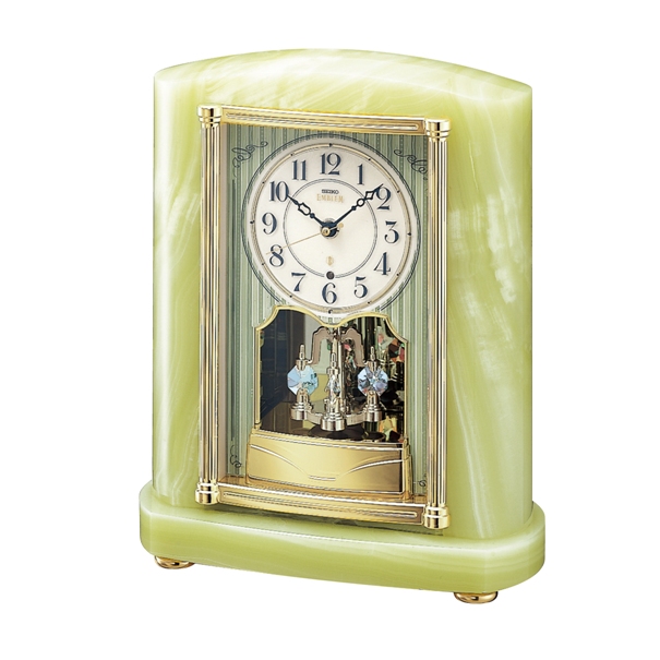 重厚な佇まいで悠然と時を刻む風格のオニキス・クロック！　セイコー置時計エンブレム　SEIKO電波置き時計　HW521M