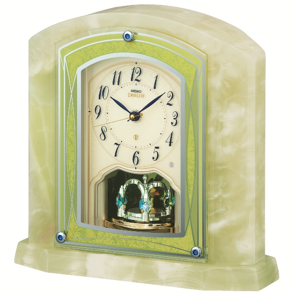 重厚な佇まいで悠然と時を刻む風格のオニキス・クロック！　セイコー置時計エンブレム　SEIKO電波置き時計　HW579M