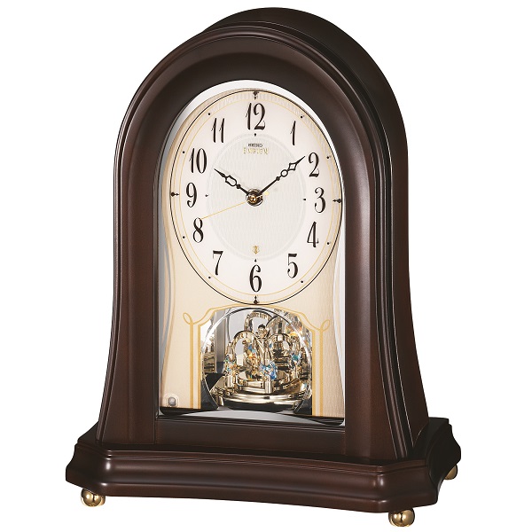 木の暖かさと優しさを感じます！　報時セイコー置時計エンブレム　　SEIKO電波置き時計　HW580B