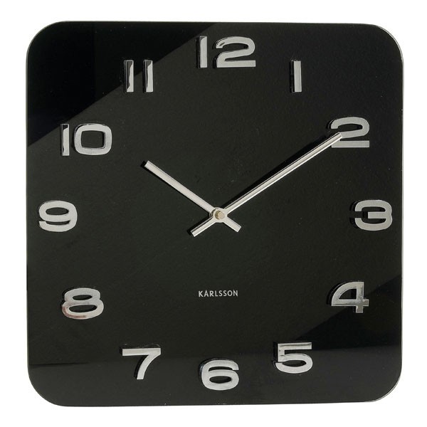 Karlsson　カールソン　掛け時計　Karlsson　Vintage　Square　Glass　Clock　ブラック　壁掛け時計　KA4398 【送料無料】