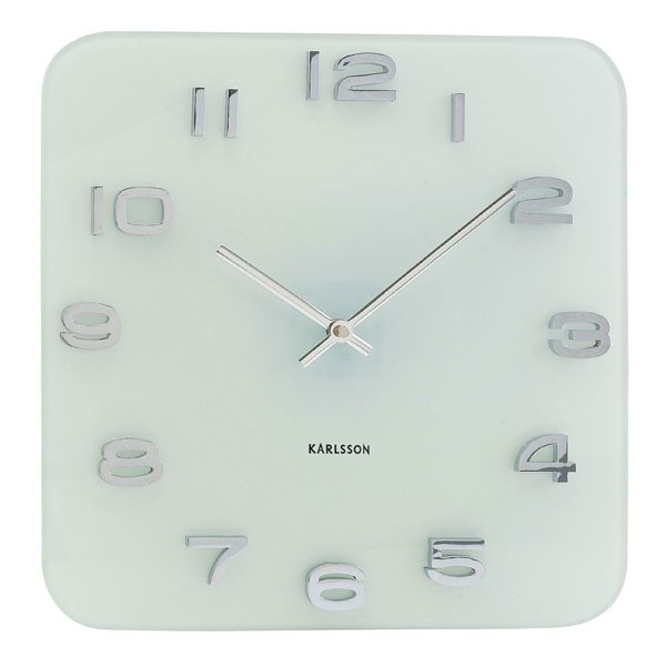 Karlsson　カールソン　掛け時計　Karlsson　Vintage　Square　Glass　Clock　ホワイト　壁掛け時計　KA4399【送料無料】