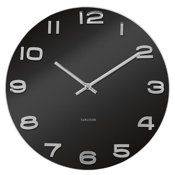 Karlsson　カールソン　掛け時計　Karlsson Vintage Round Glass Clock - Black　ブラック　壁掛け時計　KA4401【送料無料】