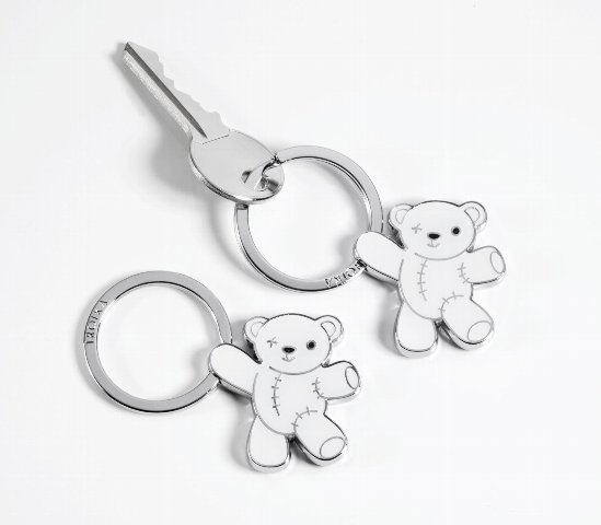 愛くるしいテディーベアキーホルダー　ホワイト