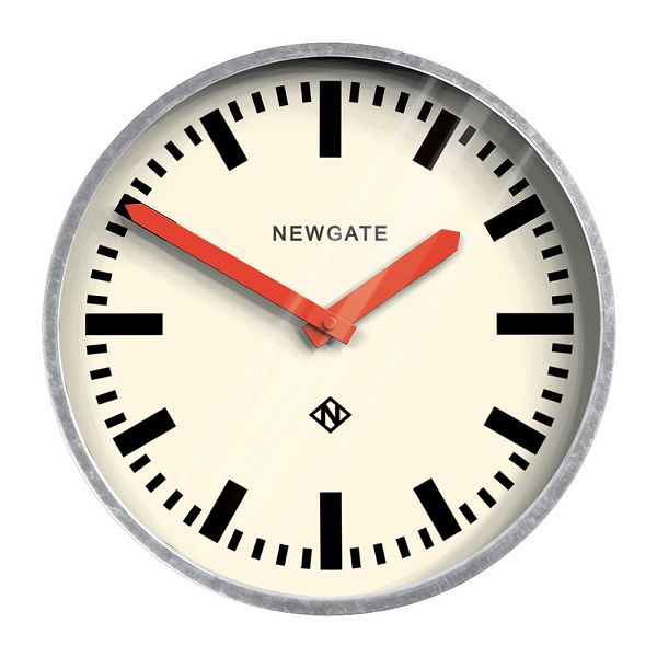 レトロなステーションクロック　Galvanised Wall Clock Red Hands　NEW GATEニューゲート 掛け時計　LGWC-RH