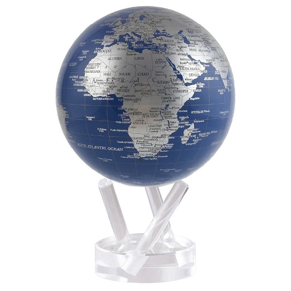 ムーバグローブ　ゆっくりと回り続ける不思議な地球儀 4.5" MOVA GLOBES   MG45BSE　φ１１．４ｃｍ Blue and Silver