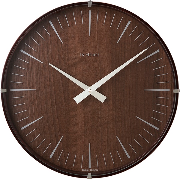 深みのあるウォルナットの木目が素敵!　INHOUSE(インハウス）掛け時計ラミネート　NW19WE　　ウォルナット/ウォルナット３０ｃｍ
