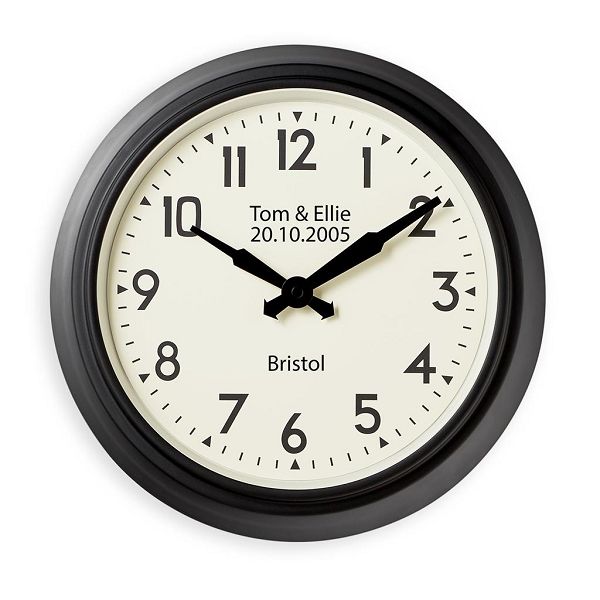 文字入れ品　ロジャーラッセルRogerLascelles社製 PERSONALISED　Smiths Retro Clock 38cm　掛け時計　PD-SM-RETRO-BLACK