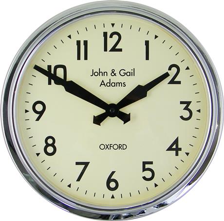文字入れ品　ロジャーラッセルRogerLascelles社製 PERSONALISED　Smiths Retro Clock 38cm　掛け時計　PD-SM-RETRO-CHROME