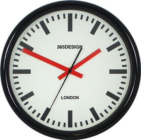 文字入れ品　ロジャーラッセルRogerLascelles社製 PERSONALISED　SWISS STATION CLOCK 30cm　掛け時計　PD-TS-SYNC-BLK