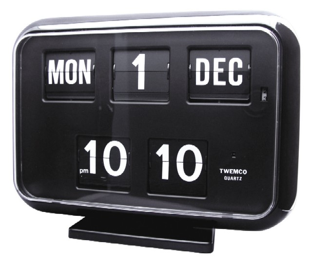 TWEMCOカレンダー時計　　QD-35BLACK　ブラック　置き掛け兼用時計