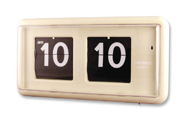 TWEMCOシンプルクロック　　QT-30ベージュ　置き掛け兼用時計