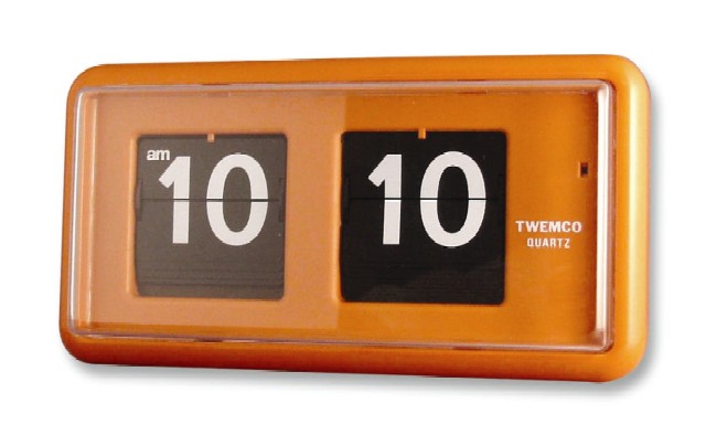 TWEMCOシンプルクロック　　QT-30オレンジ　置き掛け兼用時計