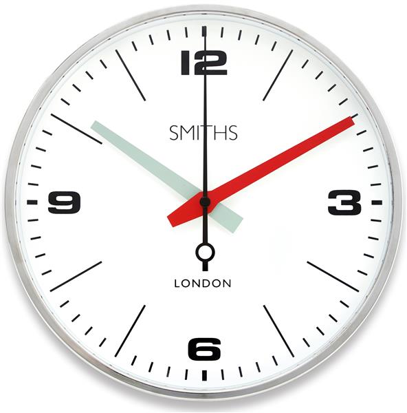 ロジャーラッセル掛け時計　RogerLascelles社製 CHROME SMITHS 'DRAKE' WALL CLOCK - 25.4CM SM-DRAKE-CHROME