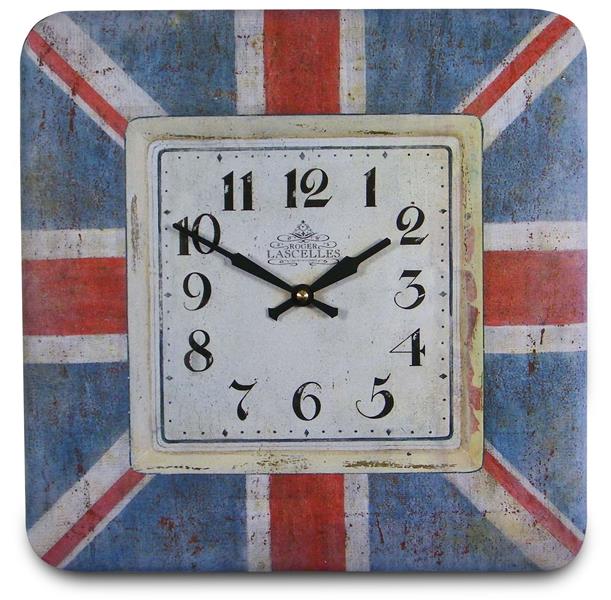 レトロ調でお洒落 ロジャーラッセル掛け時計　RogerLascelles　掛け時計　SQUARE TIN WALL CLOCK　UNION JACK 壁掛け時計　SQ-JACK