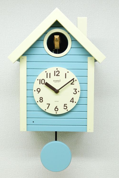 鳩時計　さんてる　アクアブルー　日本製　振り子はと時計　SQ03AB　国産　手作り