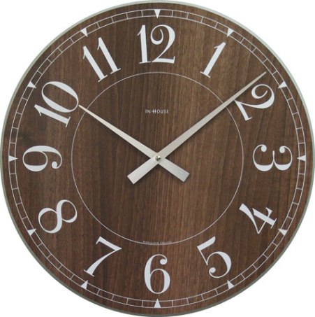 ウォルナットの落ち着きを感じる掛け時計　INHOUSE(インハウス）　ステーションウォールクロックNW8WK