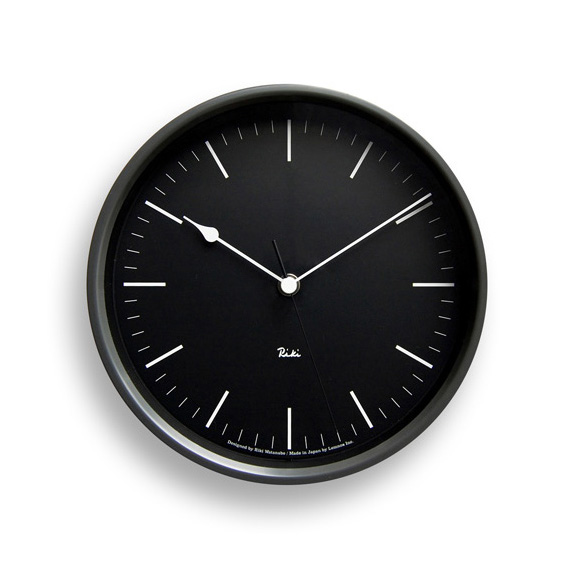 Lemnos　レムノス　電波掛け時計 Riki　STEEL CLOCK　ブラック　WR08-24BK　φ204